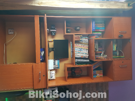 Study table or computer table and bookshelf (3 in 1)